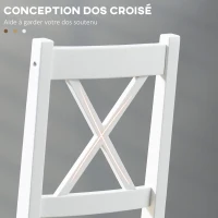 HOMCOM Lot de 4 chaises design style maison de campagne, cadre blanc – Parfaites pour salle à manger, cuisine ou salon(m-6)