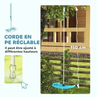 AIYAPLAY Balançoire enfant extérieur et intérieur avec corde réglable, mousqueton, charge max. 70 kg, bleu(m-6)