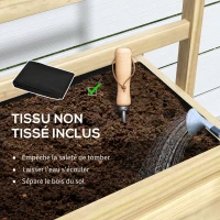 Outsunny Jardinière sur pieds, carré potager de jardin sur pieds avec treillis et étagère, en bois, 88 x 37 x 137 cm bois naturel(m-7)