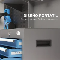 DURHAND Caja de Herramientas Metálica con Cerradura 4 Cajones y Bandeja Superior Asa Lateral 20Kg Capacidad 45x24,5x32,5 cm Gris(m-7)