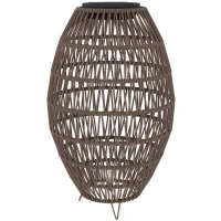 Outsunny Rattan Solar Lamp, Garden Solar Lantern with Auto On/Off Light, IP44 Waterproof, Decorative Outdoor Rattan Lamp for Porch, Pathway, Dark Brown(m-11)