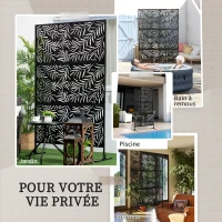 Outsunny Panneau décoratif extérieur paravent extérieur en acier motifs de branches de saule découpées 122 x 45 x 198 cm noir(m-6)