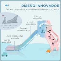 AIYAPLAY Tobogán para Niños de 18 a 36 Meses con 2 Escaleras 1 Canasta de Baloncesto y Patrón de Tigre 133x60x70 cm Rosa y Gris(m-6)