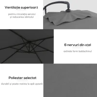 Outsunny Umbrela Consola de 3 m cu Baza in Cruce(m-5)