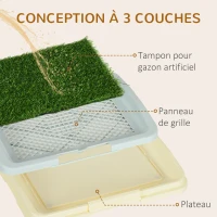 PawHut Toilette pour chien litière avec tapis en gazon artificiel plateau et panneau grillagé 46,5 x 34 cm(m-5)