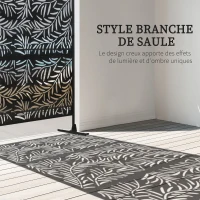 Outsunny Panneau décoratif extérieur paravent extérieur en acier motifs de branches de saule découpées 122 x 45 x 198 cm noir(m-4)