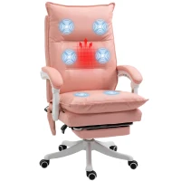 Vinsetto Vibration Massage Office Chair with Heat, Ergonomic Computer Desk Chairs, Faux Leather Desk Chair with Footrest, Armrest and Reclining Backrest, Pink(m-1)