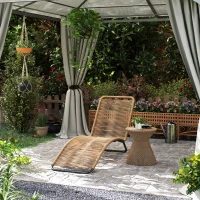 Outsunny Bain de soleil, chaise longue en résine tressée, en forme de S, cadre en acier  176 x 58 x 82 cm, naturel(m-2)