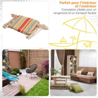 Outsunny Chaise suspendue hamac de voyage respirant portable 100 x 106 cm coton macramé polyester multicolore rayé(m-6)