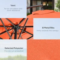 Outsunny 3m Overhanging Parasol, with Base, Weights and Cover - Orange(m-6)