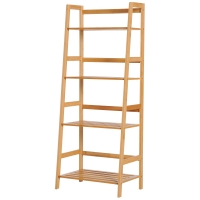 HOMCOM Etagère échelle en bambou 4 niveaux bibliothèque style naturel 48L x 31,5l x 120H cm