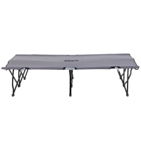 Outsunny Lit de camp pliable double 2 personnes 193 x 125 x 40 cm polyester Oxford métal gris