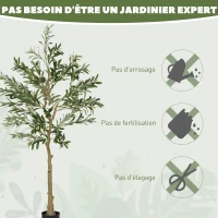 HOMCOM Olivier artificiel 150 cm plante artificielle intérieur, fausse plante décoration pour maison, bureau, salon, chambre(m-7)