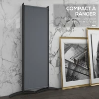 Outsunny Paravent 221 x 172 cm paravent de jardin à 4 panneaux avec pieds larges en tissu polyester de 180 g/m² gris foncé(m-7)