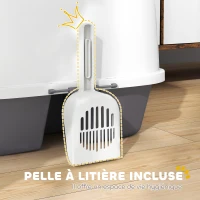 PawHut Bac à litière pour chat maison de toilette pour chat couvercle supérieur verrouillable et ouvrable 50 x 50 x 39 cm crème(m-5)