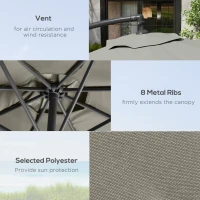 Outsunny 3m Overhanging Parasol, with Base, Weights and Cover - Light Grey(m-6)
