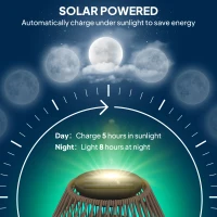 Outsunny Rattan Solar Lamp, Garden Solar Lantern with Auto On/Off Light, IP44 Waterproof, Decorative Outdoor Rattan Lamp for Porch, Pathway, Dark Brown(m-4)