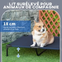 PawHut Lit surélevé pour chien lit surélevé rafraîchissant pour chien tissu Oxford sac de transport inclus 92 x 76 x 18 cm bleu(m-4)