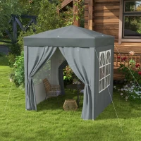 Outsunny Tonnelle de jardin extérieure tonnelle pliante pop-up réglable en hauteur protection UV 2 x 2 m gris(m-2)