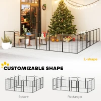 PawHut 12-Panel Solid Dog Playpen with Doors, for Large Dogs, 100cm Tall, Black(m-4)