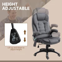 Vinsetto Fotel biurowy z funkcją masażu i grzewczą, ergonomiczny, regulowany wysokościowo, Dunkelgrau(m-5)