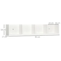 HOMCOM Wall Mount 84 CD / 56 DVD/Blu-ray/ Media Storage Rack 4 Cubes, Wooden Shelf Organiser Unit Bookcase Display, Set of 2, White(m-3)