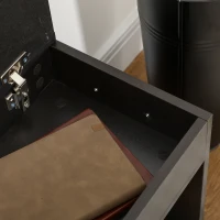 HOMCOM Meuble Chaussures Banc à Chaussures 2 Niveaux Rangement, Niche + Coffre intégré avec Coussin Noir(m-7)