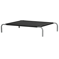 PawHut Lit pour chien chat XL grand confort sur pieds lit de camp 110 x 75 x 20 cm textilène micro-perforé noir