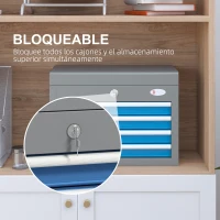 DURHAND Caja de Herramientas Metálica con Cerradura 4 Cajones y Bandeja Superior Asa Lateral 20Kg Capacidad 45x24,5x32,5 cm Gris(m-6)