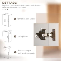 HOMCOM Mobile Dispensa da Cucina in Legno con 5 Ripiani Regolabili e 4 Ante, 60x30x170.5 cm, Bianco e color Legno(m-7)