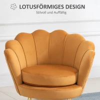 HOMCOM Loungefauteuil, Vintage Fauteuil in Fluweellook, Metalen Frame, 76 x 67 x 74 cm, Geel(m-4)