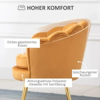 HOMCOM Loungefauteuil, Vintage Fauteuil in Fluweellook, Metalen Frame, 76 x 67 x 74 cm, Geel(m-5)