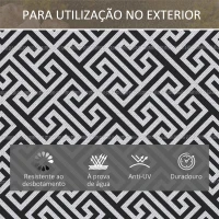 Outsunny Tapete de Exterior 182x274 cm Tapete Reversível com Desenho Geométrico Impermeável para Varanda Campismo Praia Branco e Preto(m-5)