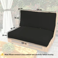 Outsunny Two Piece Seat Pallet and Back Cushions - Black(m-3)