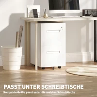 Vinsetto Rollcontainer, Aktenschrank, Trennwand, zentral abschließbar, Stahlgehäuse, 5 Räder, weiß, 39 x 48 x 67 cm(m-7)