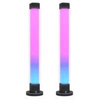 HOMCOM Conjunto de 2 Candeeiros de Mesa LED com Controlo Remoto App Bluetooth Sincronização com Música 6x6x32,5 cm Branco(m-10)