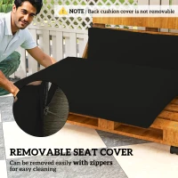 Outsunny Two Piece Seat Pallet and Back Cushions - Black(m-6)