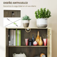 HOMCOM Alacena de Cocina con 2 Puertas y Estantes Ajustables para Comedor Salón 78x31,5x182 cm Marrón Grisáceo(m-7)