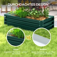Outsunny Hochbeet Pflanzkasten, wetterbeständig, offener Boden, verzinkter Stahl, 120 cm x 60 cm x 30,5 cm, Grün(m-7)