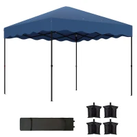 Outsunny Tenda Dobrável Pop UP Tenda 3x3 m Tenda para Eventos com Proteção UV50+ Altura Ajustável e Bolsa de Transporte Azul(m-1)