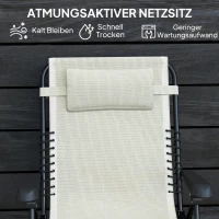 Outsunny Opvouwbare Zonneligstoel Tuinligstoel met Hoofdkussen, 5-standen Verstelbare Rugleuning tot 120 kg Belastbaar Beige(m-5)