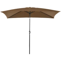 Outsunny Chapéu de Sol de Alumínio Retangular com Toldo Inclinável a Manivela e Mastro Desmontável  202x293x255 cm Marrom(m-11)