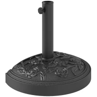 Outsunny Base para Chapéu de Sol Semicircular Suporte para Chapéu de Sol de 12 kg para Jardim Terraço 49x32x34 cm  Preto(m-11)