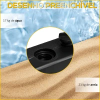 Outsunny Base para Chapéu de Sol Quadrada Suporte para Chapéu de Sol Preenchível com Água 17kg ou Areia 21kg 45x45x40 cm Preto(m-5)