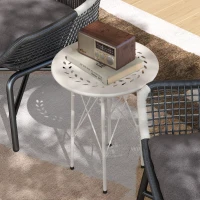 Outsunny Mesa de Jardim Redonda Mesa de Varanda Ø40x50 cm com Pés Ajustáveis e Estrutura em Forma de X para Exterior e Interior Branco(m-8)