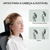 HOMCOM Cadeira de Escritório Giratória com Altura Ajustável Apoio para a Cabeça e Suporte Lombar Ajustáveis 58x63x115-125 cm Preto(m-6)