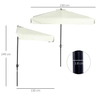 Outsunny Chapéu de Sol Retangular 230x130x249 cm Chapéu de Sol de Parede com Manivela Proteção UV para Varanda Jardim Creme(m-3)