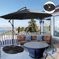 Outsunny Base para Chapéu de Sol de 4 Peças Recarregável com Areia 68 kg ou Água 52 kg para Jardim Pátio ou Terraço Preto(m-2)