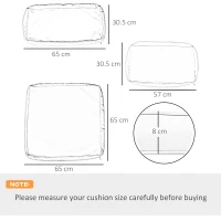 Outsunny Garden Rattan Sofa Cushion Polyester Cover Replacement Outdoor- No Cushion Included, Black(m-3)