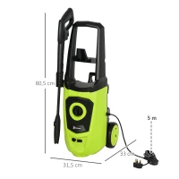 DURHAND Hidrolimpiadora de Alta Presión 1800W con Accesorios Ángulo Ajustable y Parada Automática 33x31,5x80,5 cm Verde y Negro(m-3)